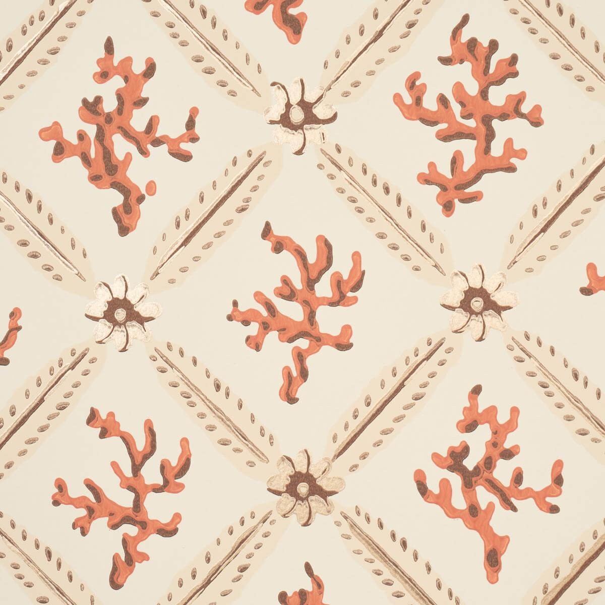 Corail Leaf Trellis Wallpaper