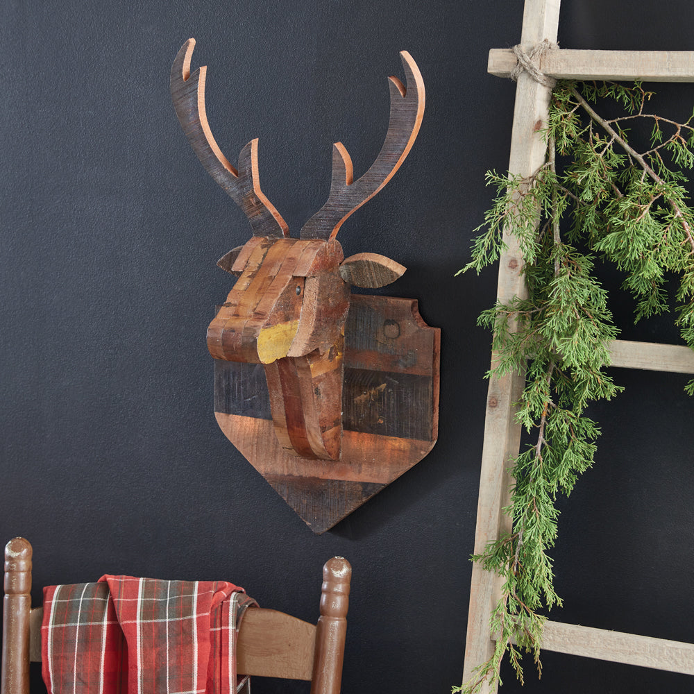 Rustic Wood Deer Head Mount