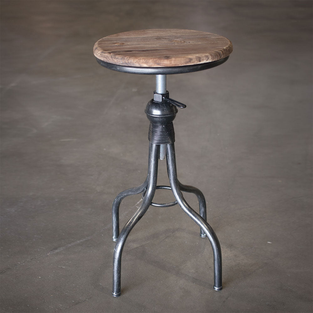 Industrial Wood Top Stool