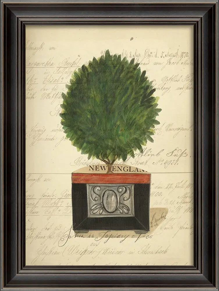 Topiary Art Print With Black Frame