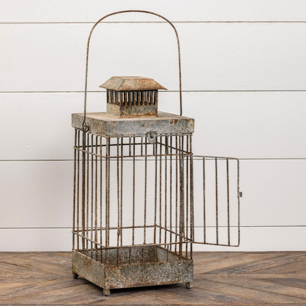 Rusty Square Wire Lantern