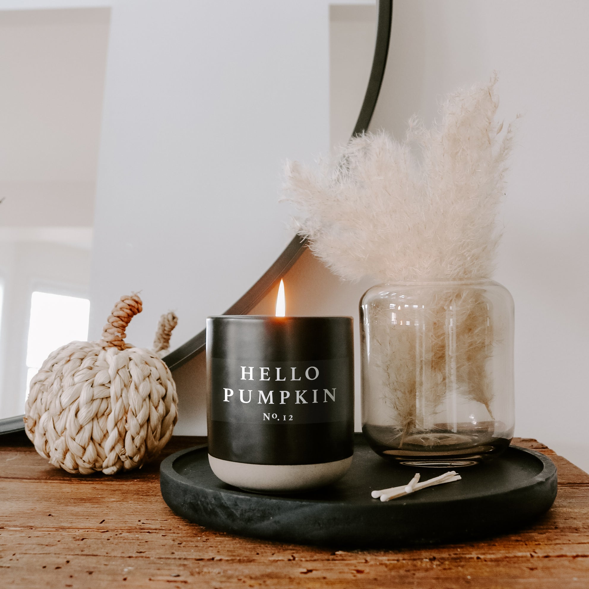 Hello Pumpkin Black Stoneware Candle