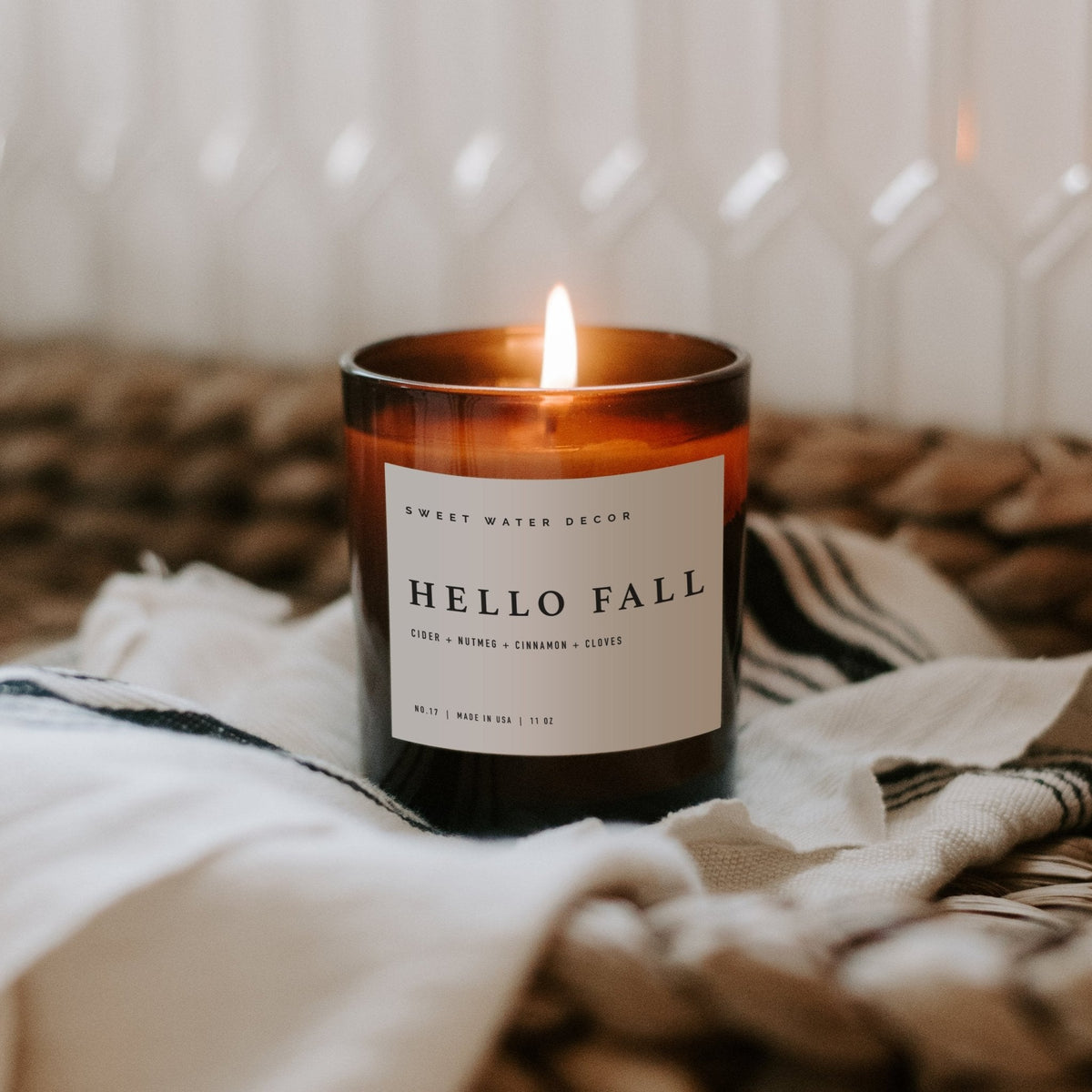 Hello Fall Amber Jar Candle