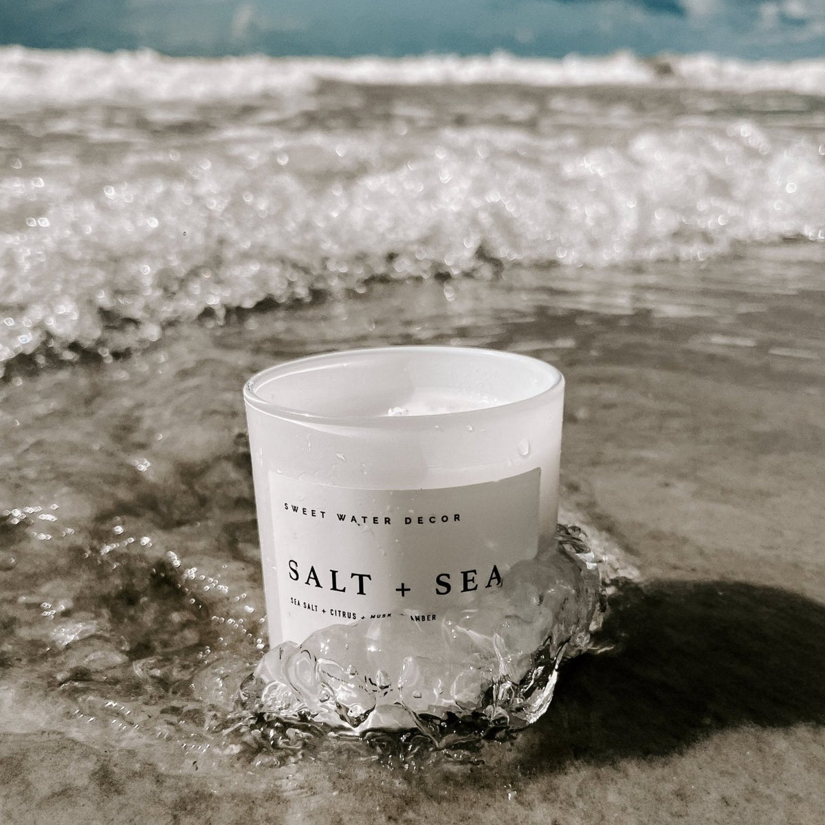 Salt &amp; Sea White Jar Candle