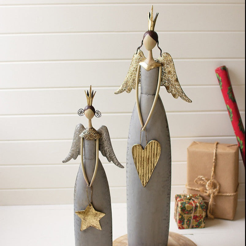 Christmas Angels Holding a Heart and Star Set