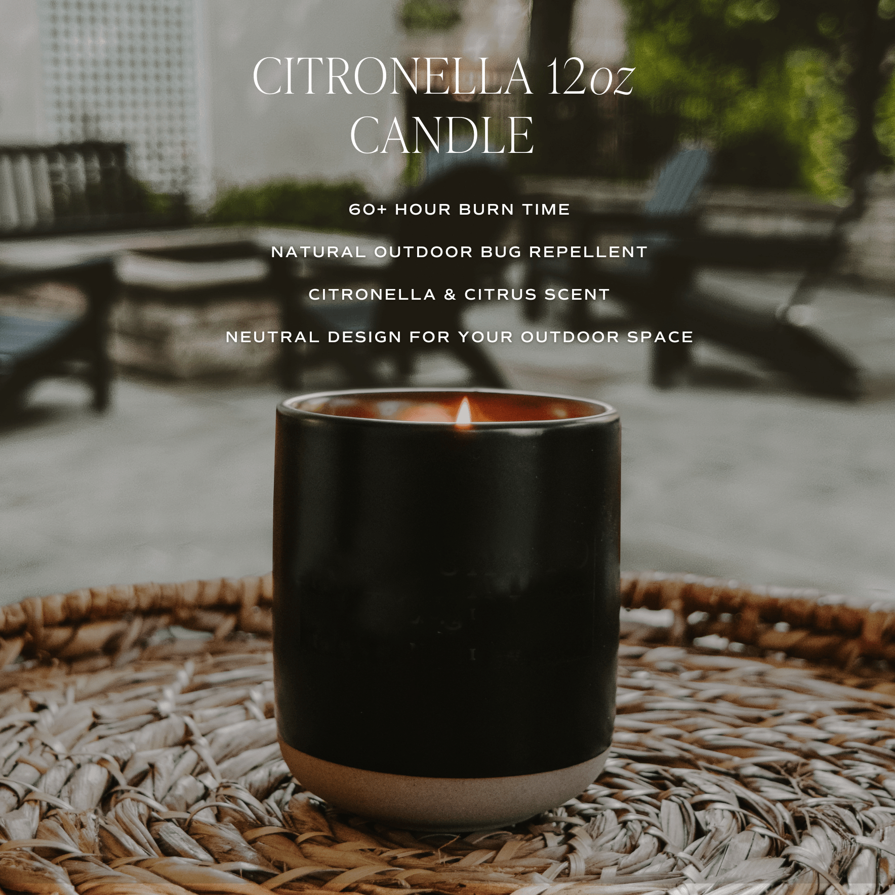 Citronella Black Stoneware Candle