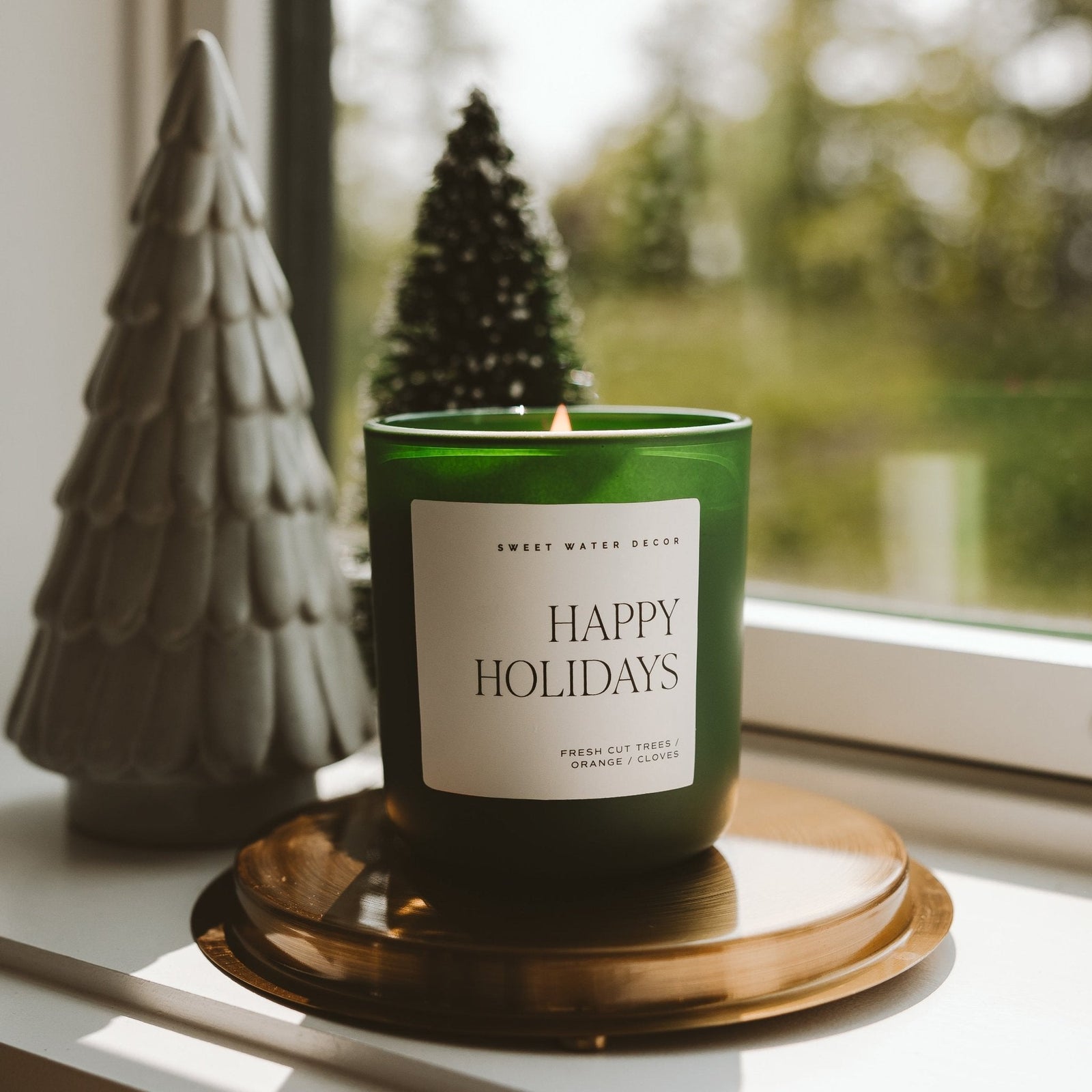 Happy Holidays Green Matte Jar Candle