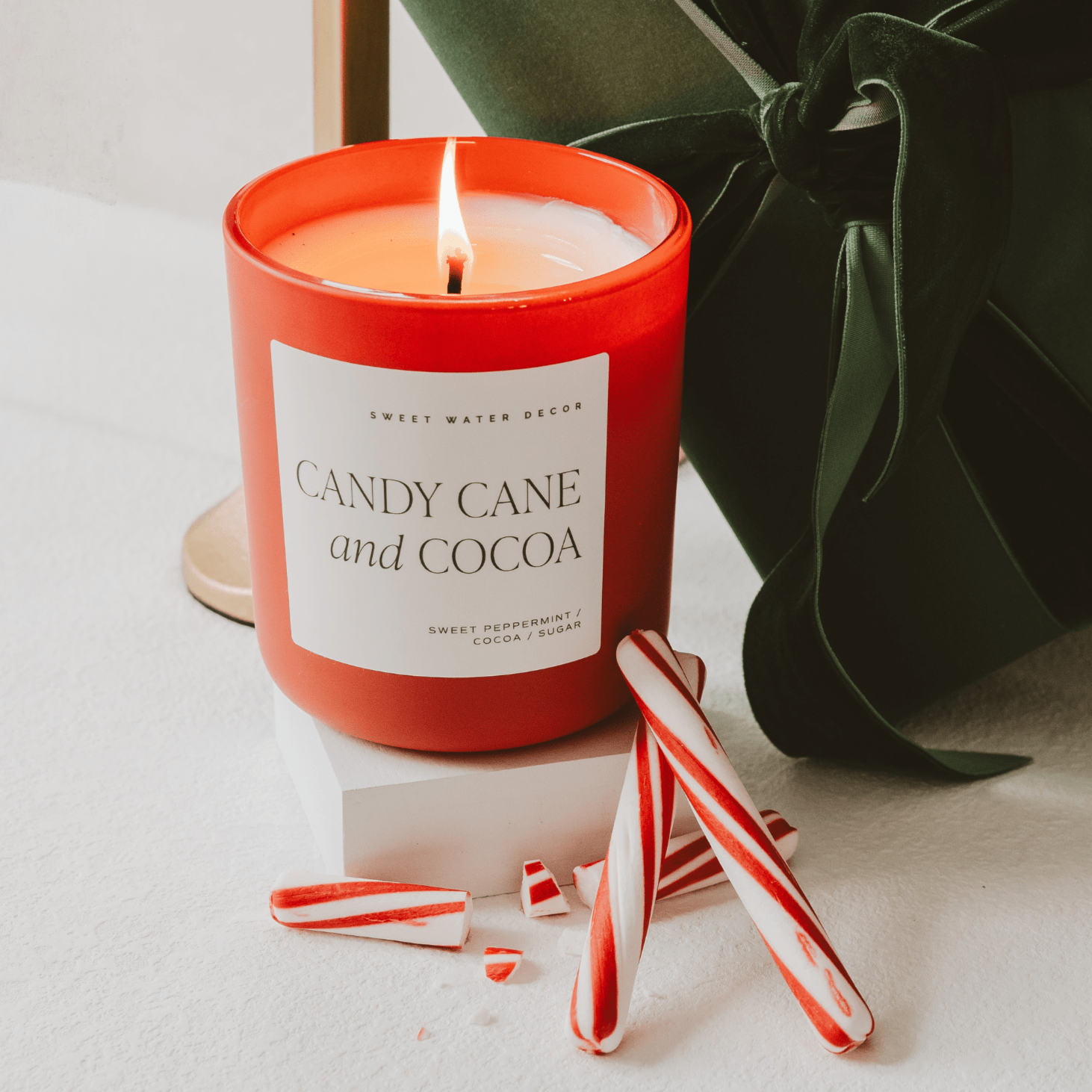 Candy Cane & Cocoa Red Matte Jar Candle