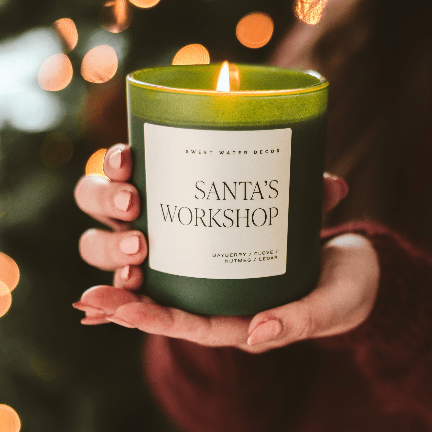 Santa's Workshop Green Matte Jar Candle