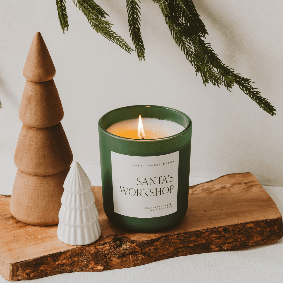 Santa&#39;s Workshop Green Matte Jar Candle