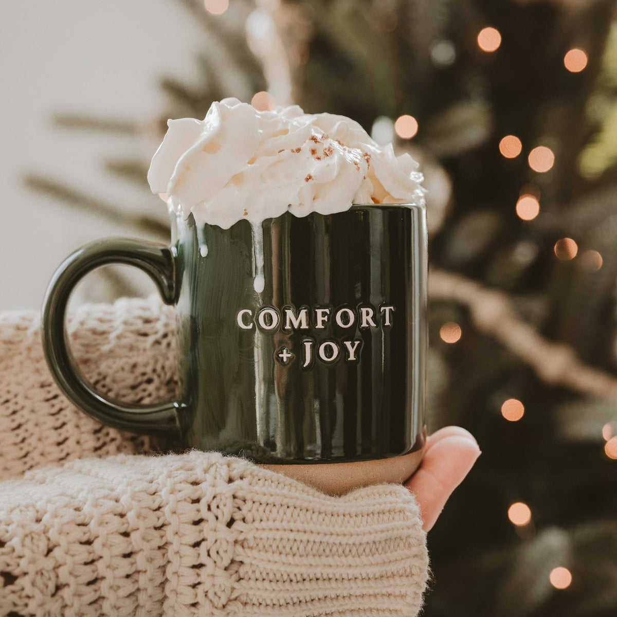 Comfort &amp; Joy Green Stoneware Coffee Mug