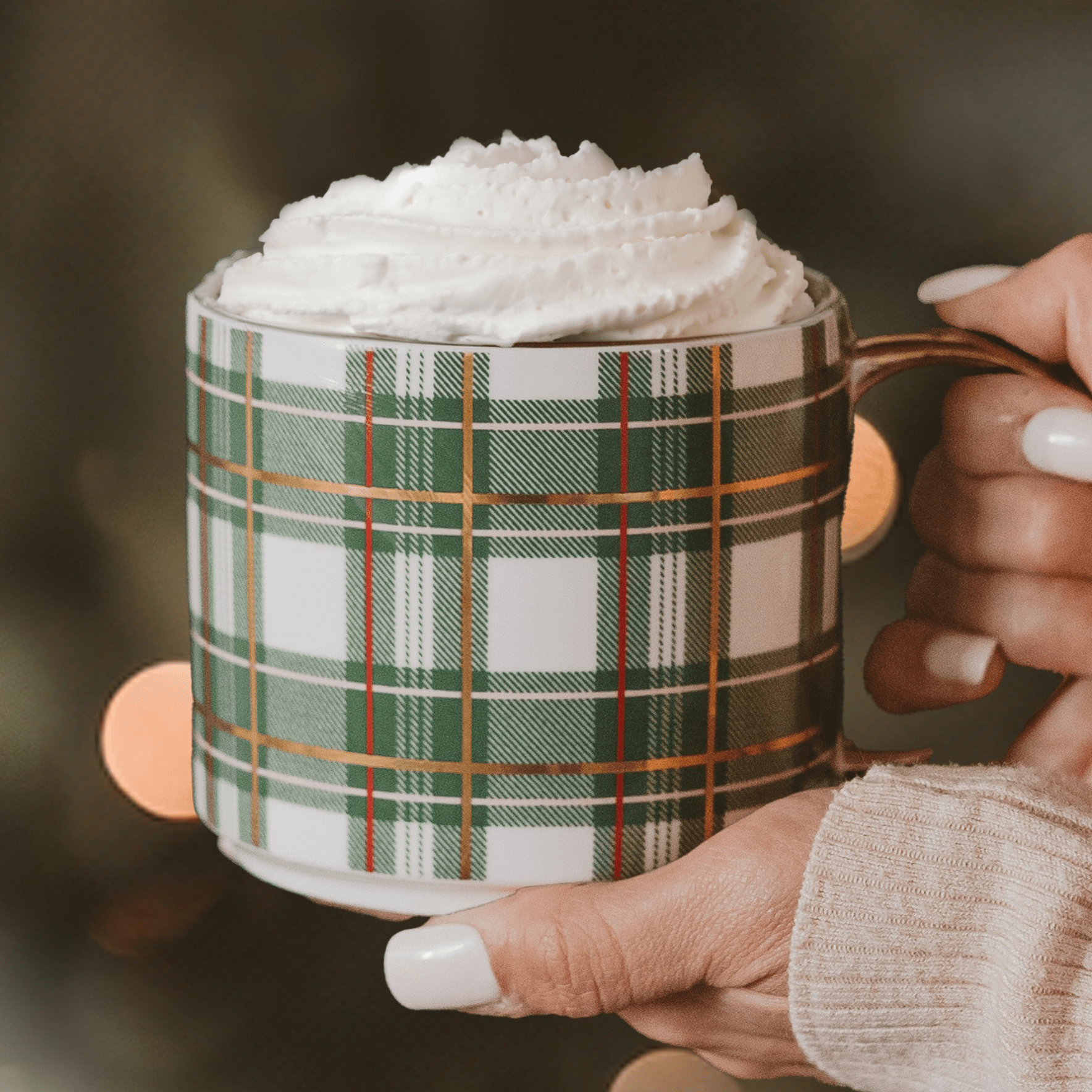 Green Plaid Coffee Mug 17oz.