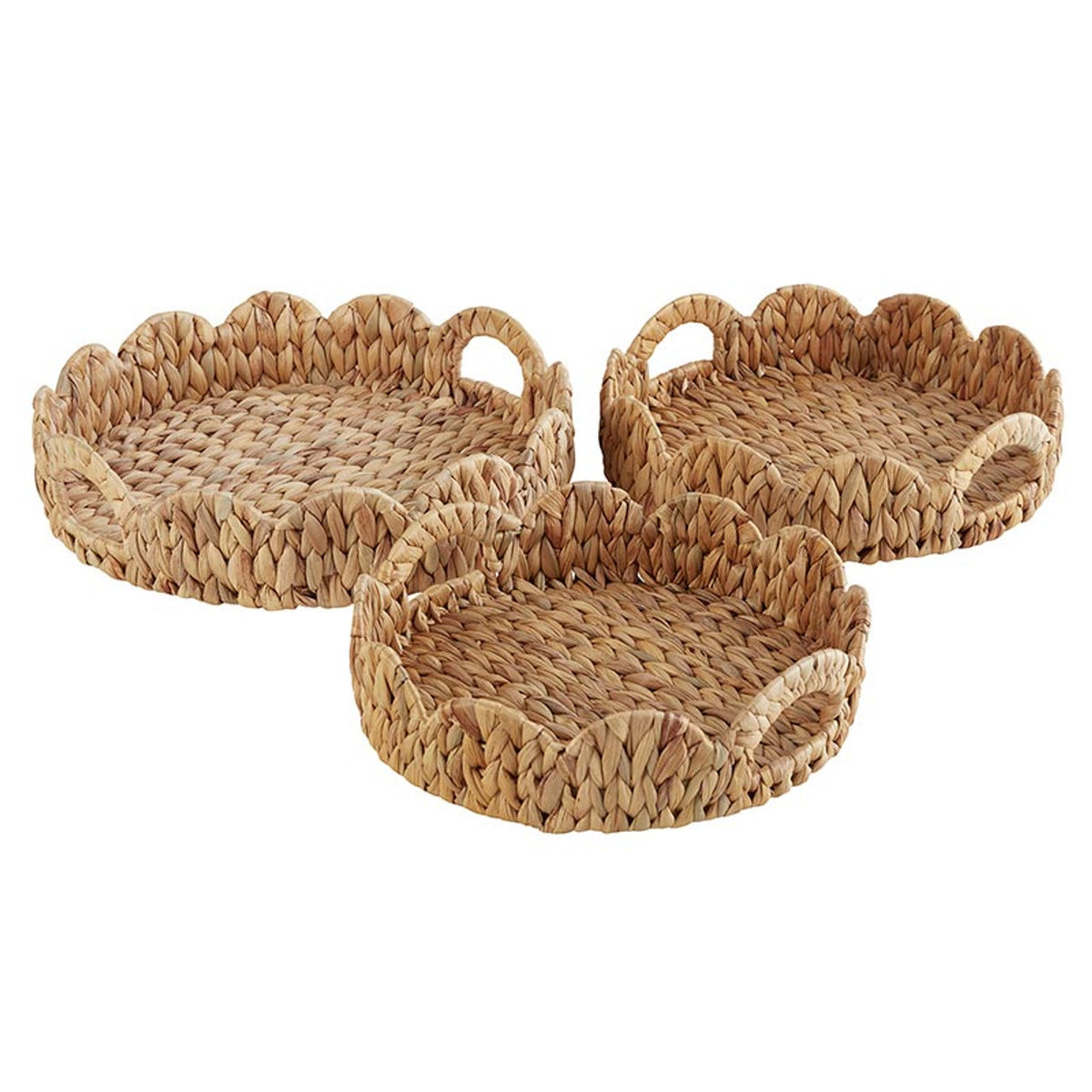 Scalloped Water Hyacinth Tray Set