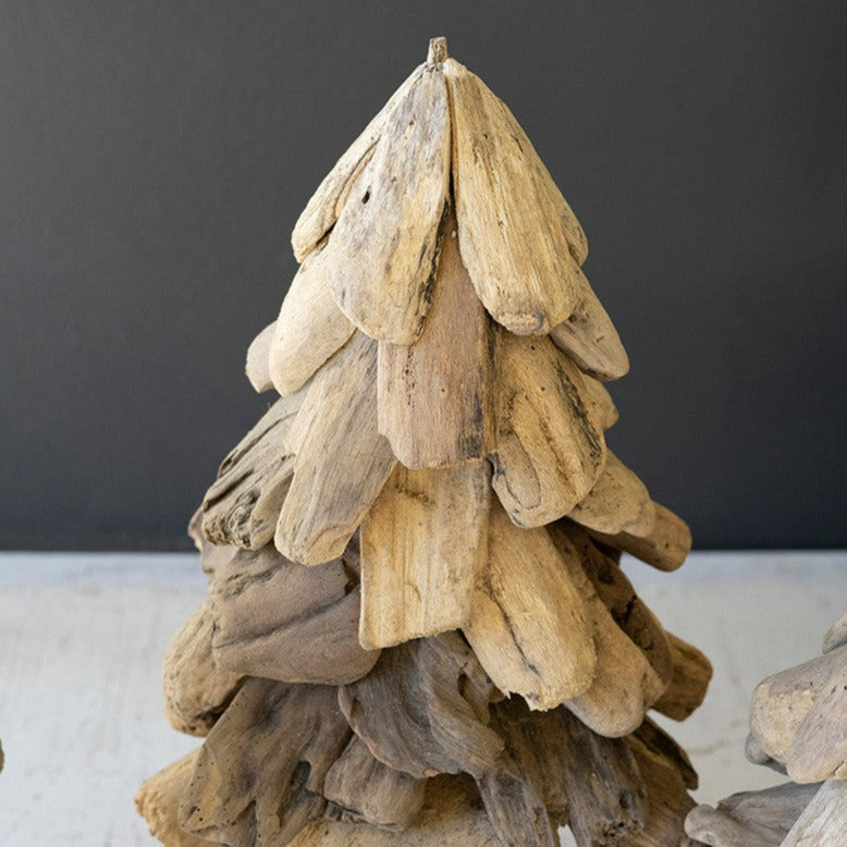 Three Driftwood Christmas Trees On A Base