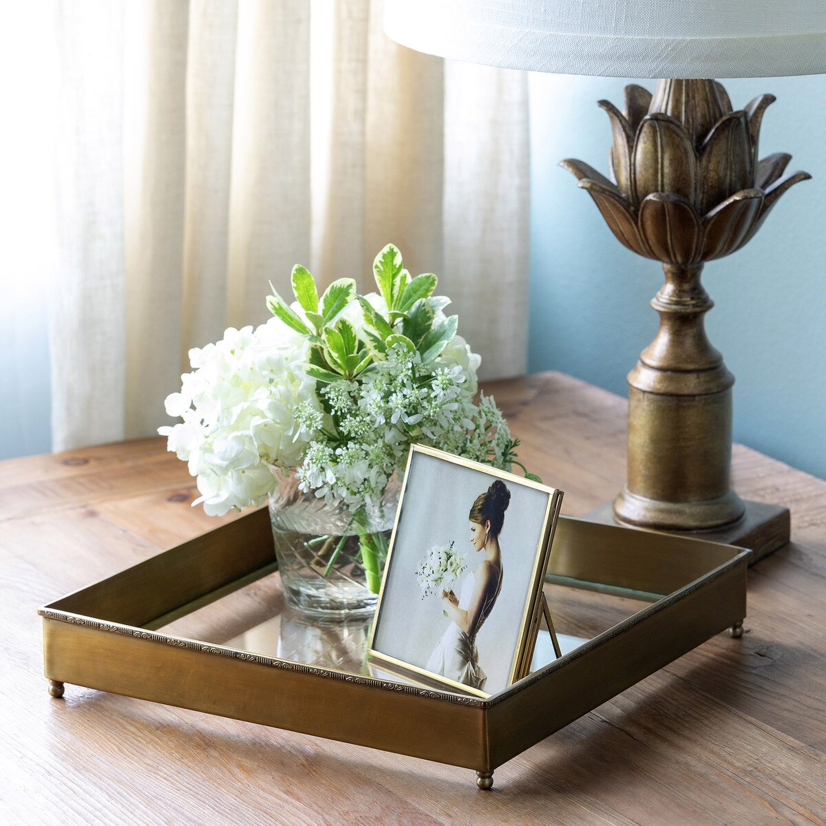 Brass and Glass Escritoire Square Tray