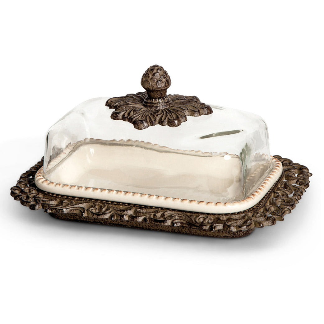 Acanthus Glass Dome Butter Dish
