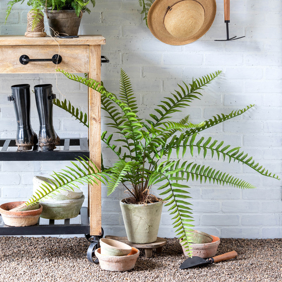 Large Potted Faux Flat Fern