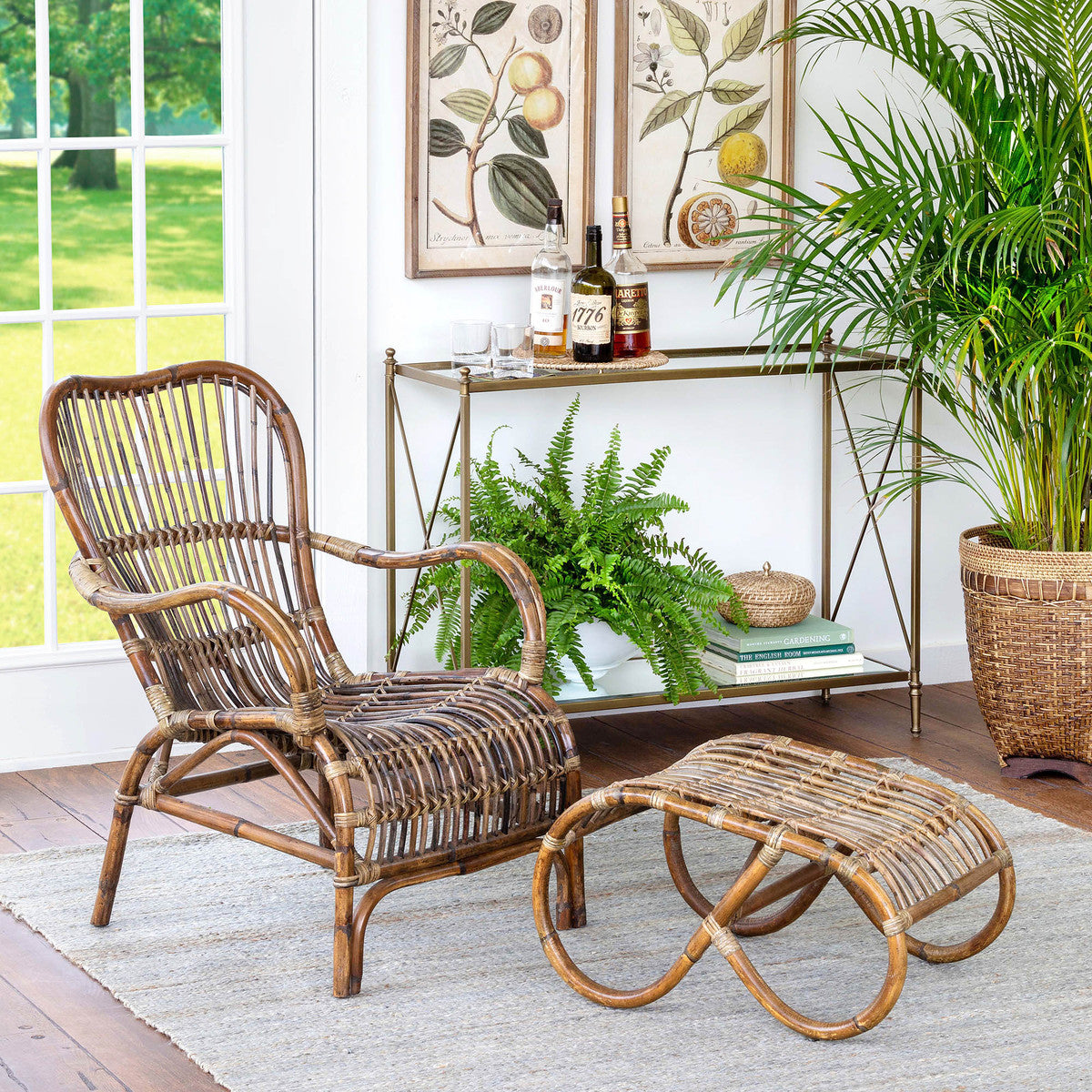 Savannah Rattan Lounge Chair and Footrest