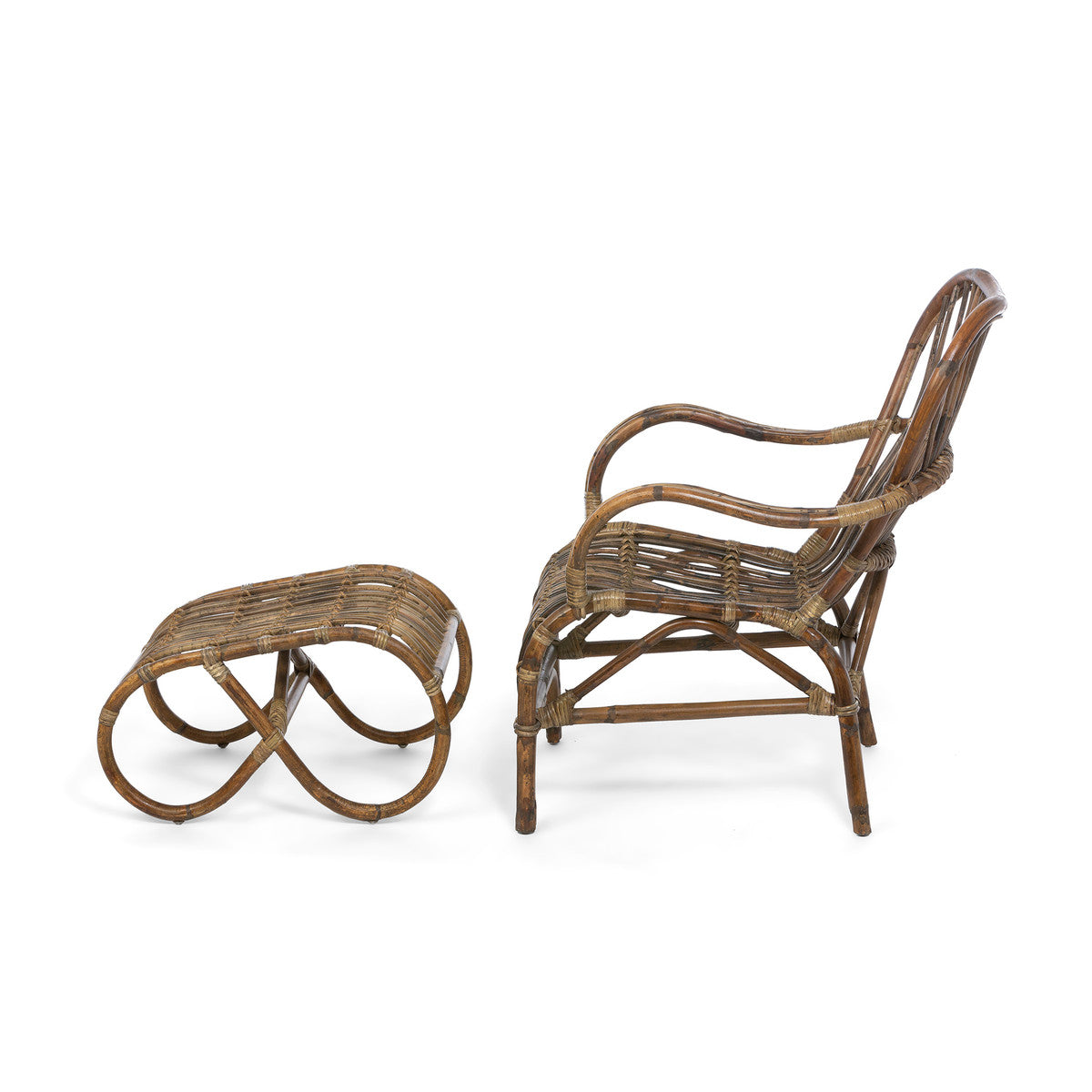 Savannah Rattan Lounge Chair and Footrest