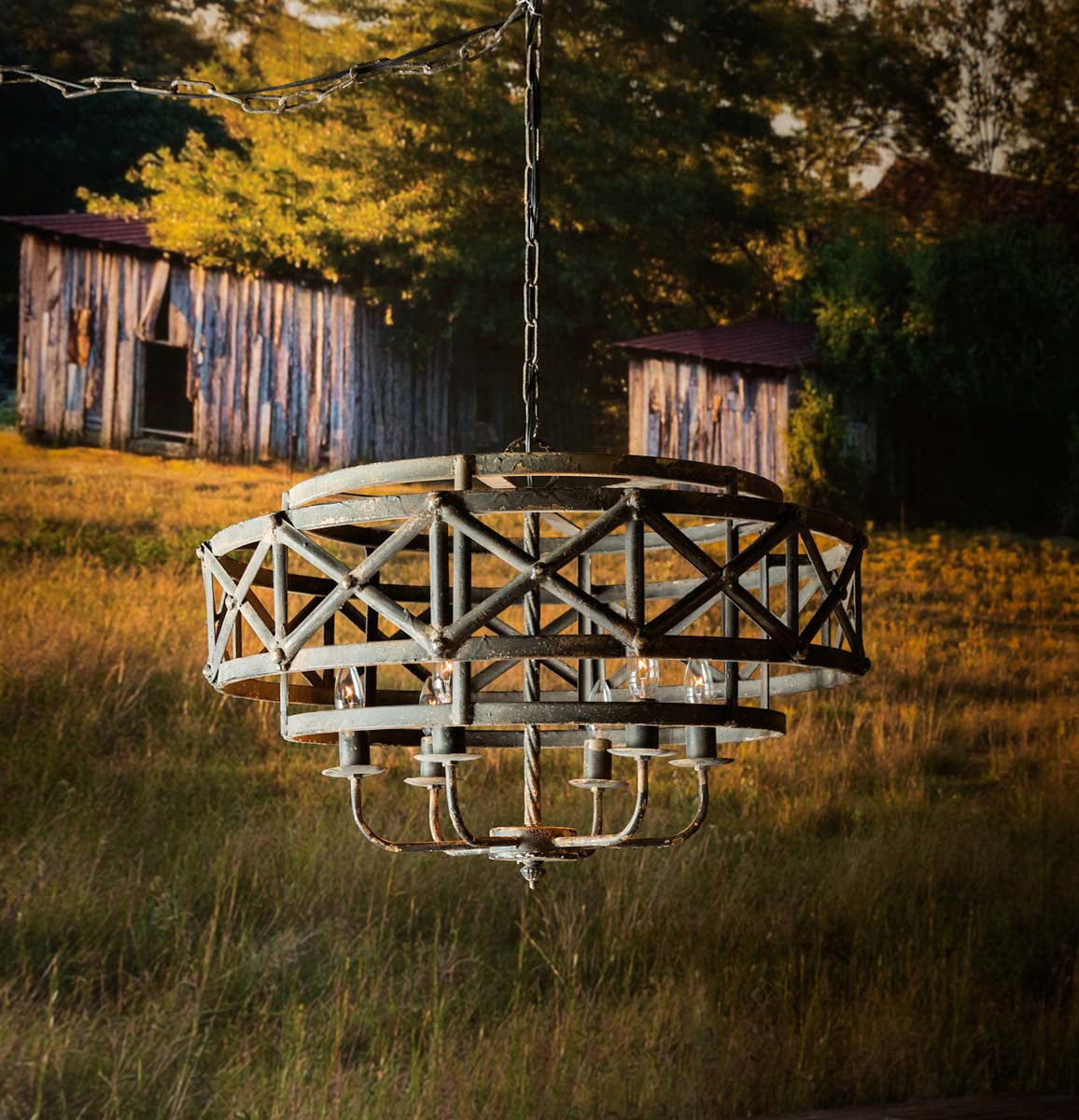 Metal Industrial Trestle Chandelier