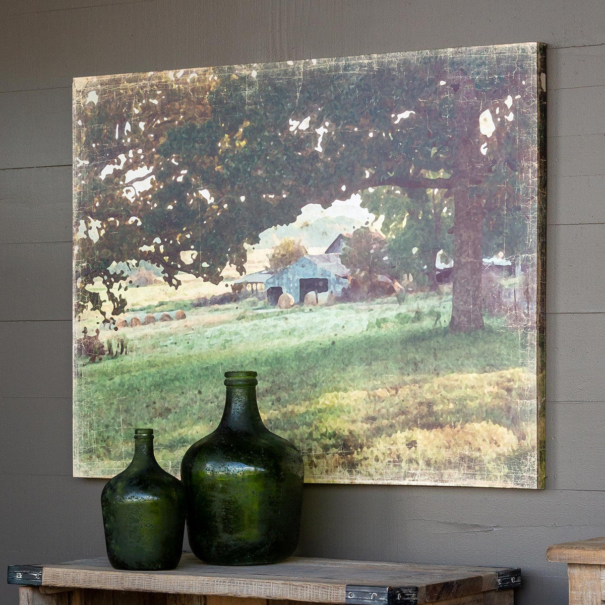 Distressed Watercolor Canvas Barn Print