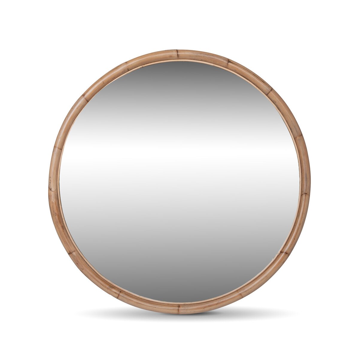 Bamboo Frame Round Mirror