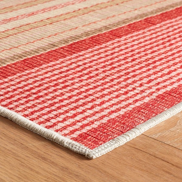 Framboise Ticking Multi Machine Washable Rug