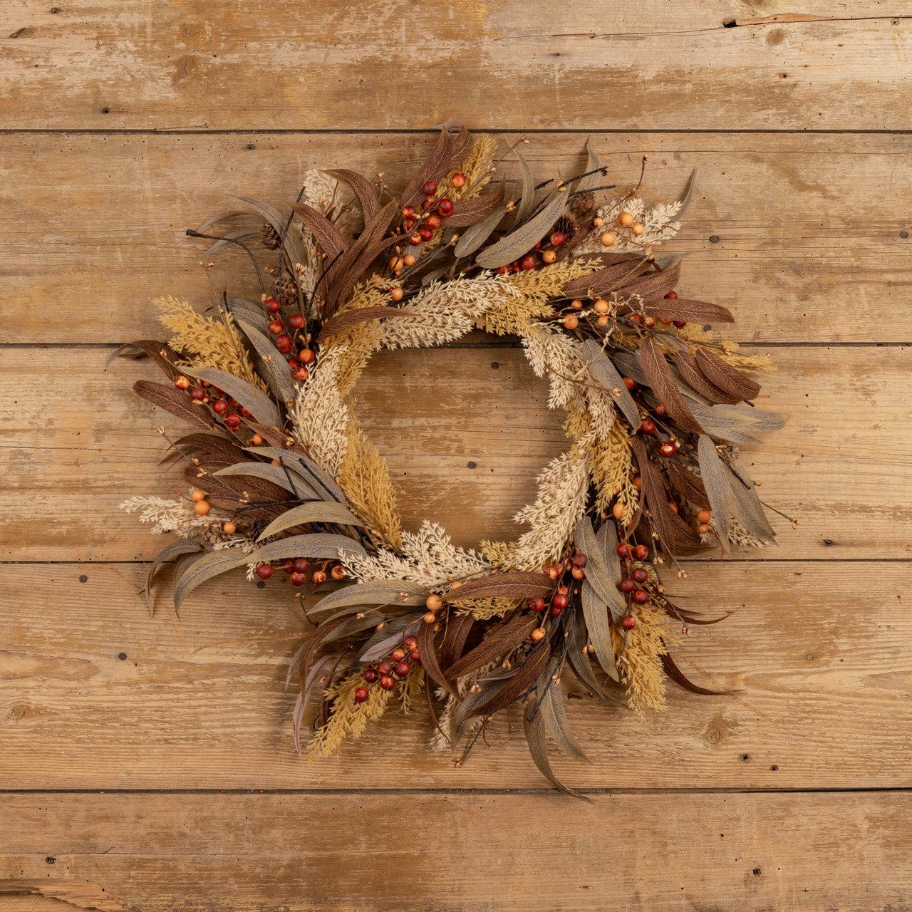 Mixed Wheat & Berry Wreath