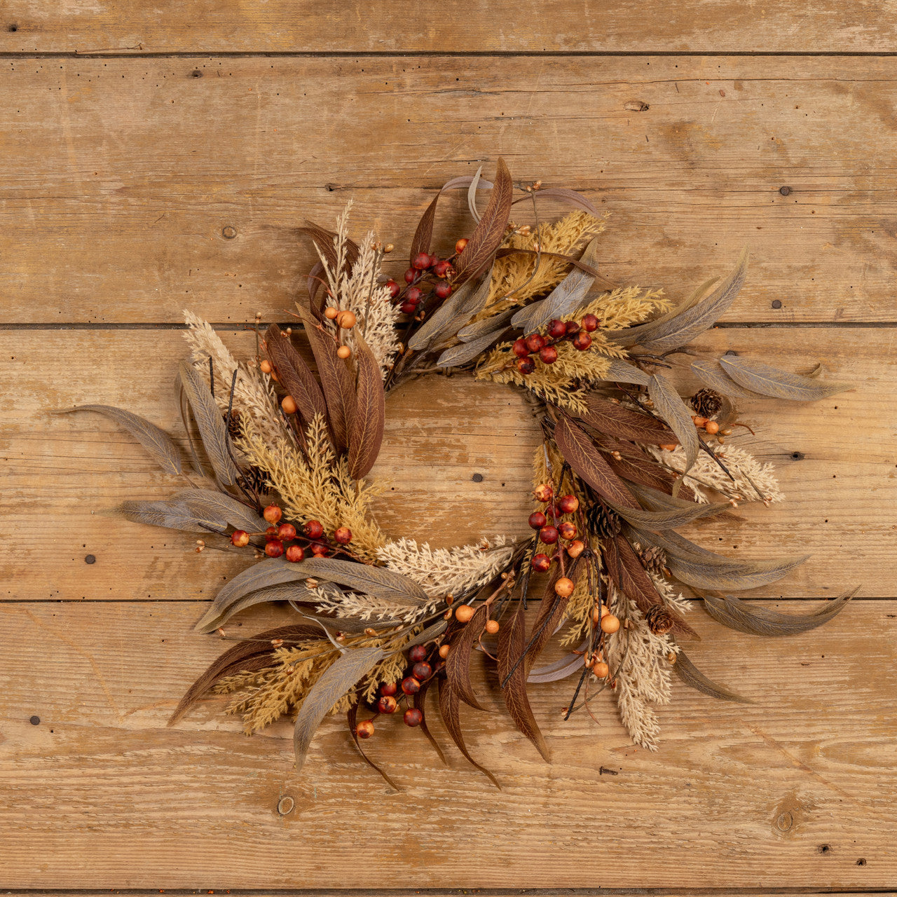 Mixed Wheat & Berry Wreath