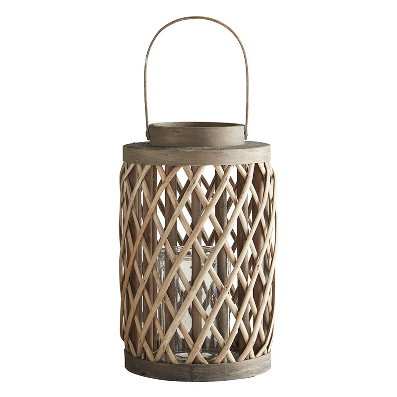 Grey Woven Willow Lantern