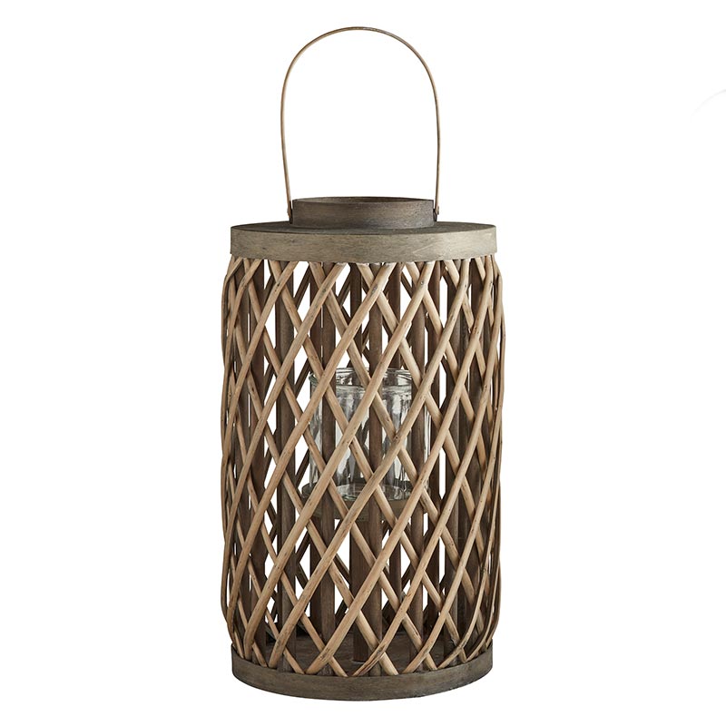 Grey Woven Willow Lantern