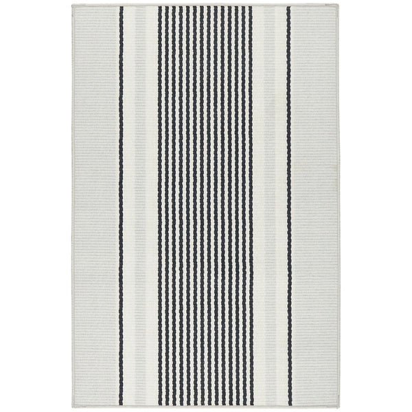 Gunner Stripe Grey Machine Washable Rug