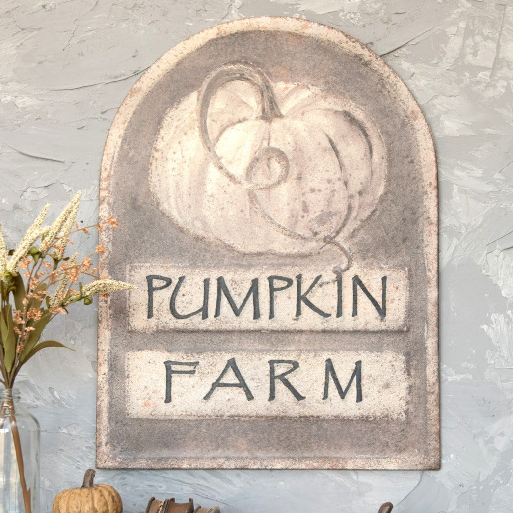 Embossed White Pumpkin Farm Sign
