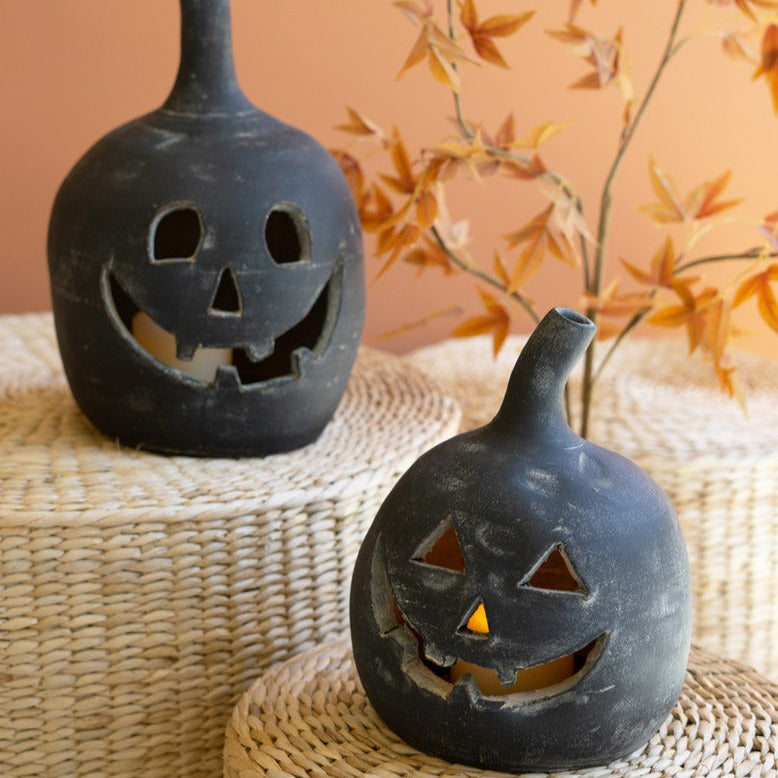 Black Clay Jack-O-Lantern Set