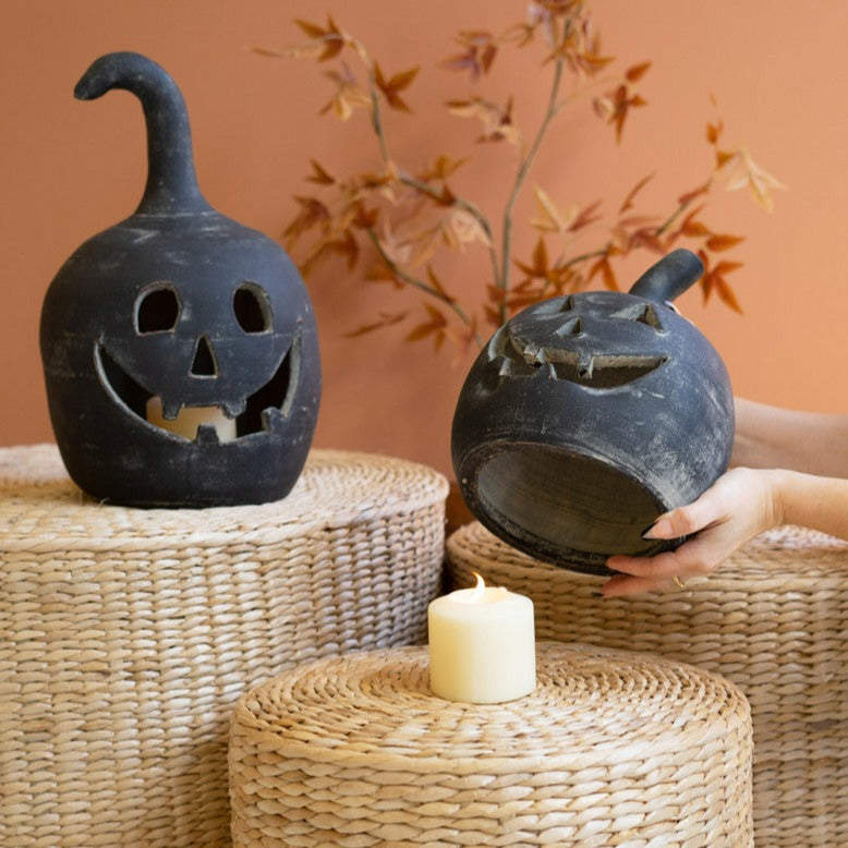 Black Clay Jack-O-Lantern Set