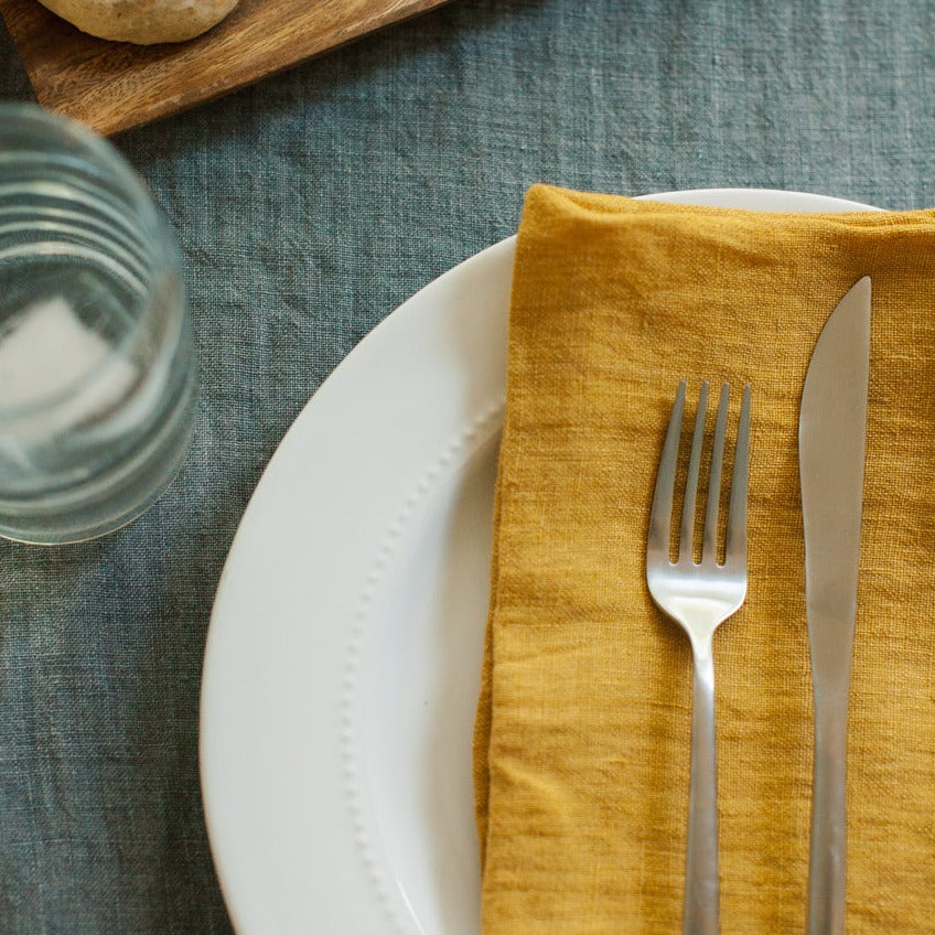 Stone Washed Linen Hemmed Dinner Napkin