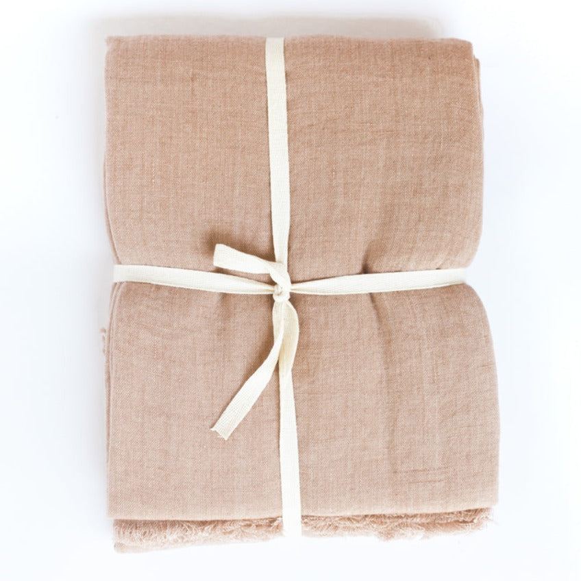 Stone Washed Linen Throw Blanket