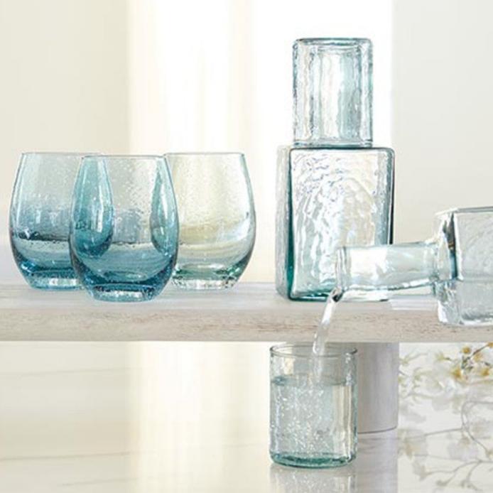 Hammered Glass Bottle & Glass Decanter Set