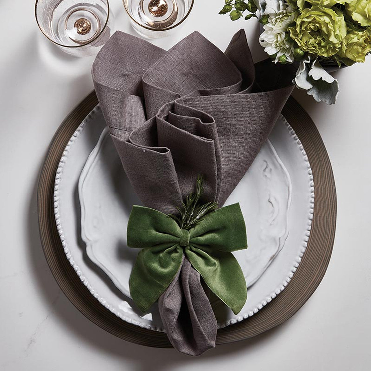 Forest Velvet Bow Napkin Tie Set