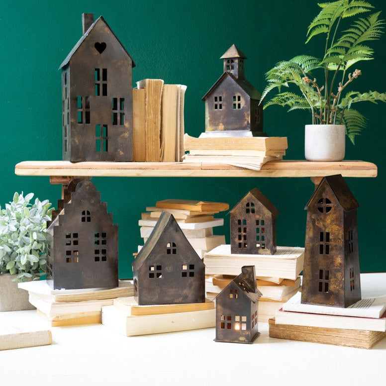 Antiqued Brown Metal Village Set