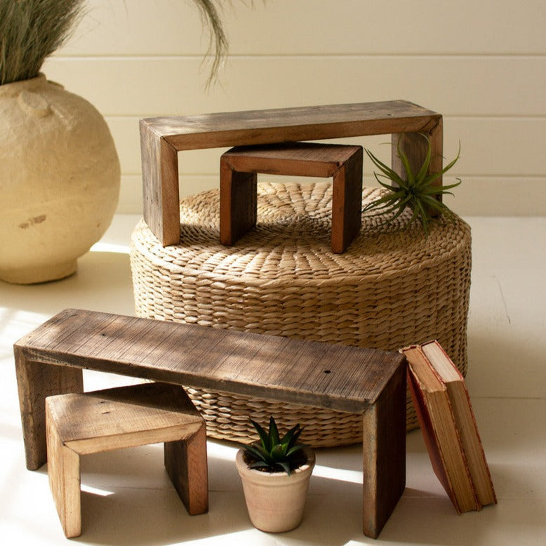 Recycled Wood Nesting Rectangle Risers Set