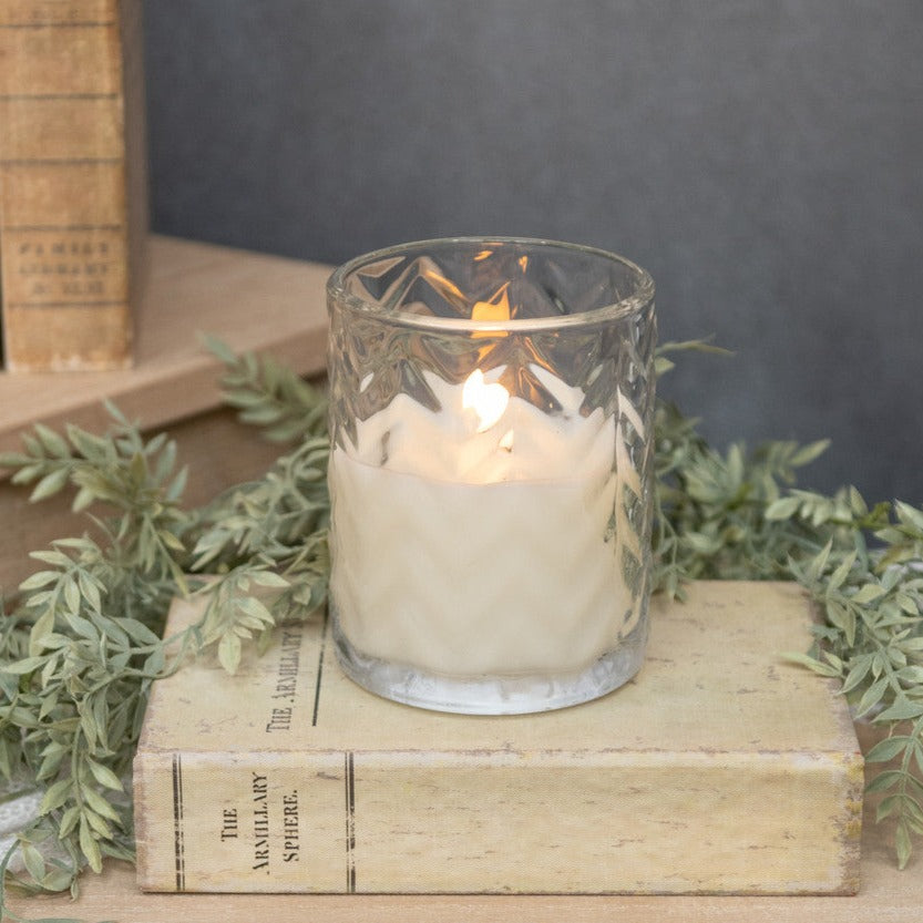 Chevron Glass 3D Flame Candle