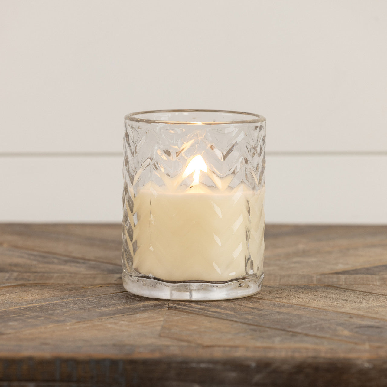 Chevron Glass 3D Flame Candle