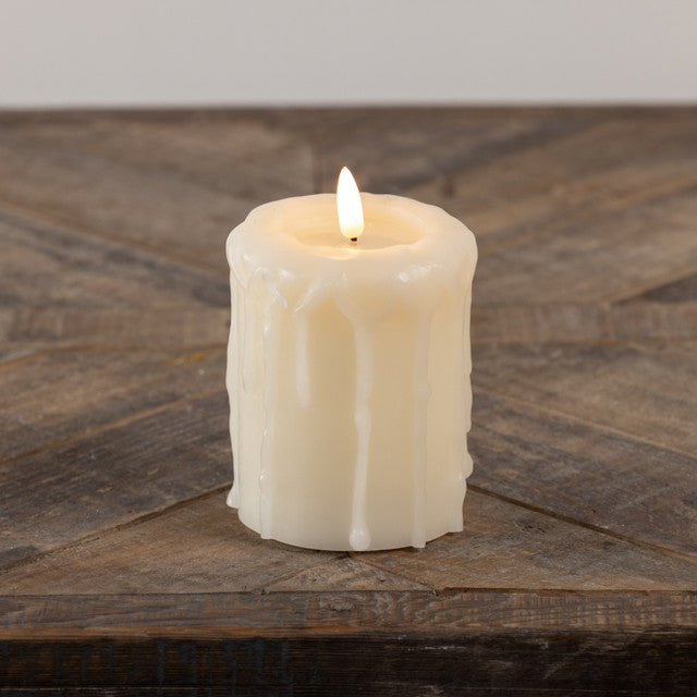 Cream Dripped Wax 3D Flame Pillar Candle