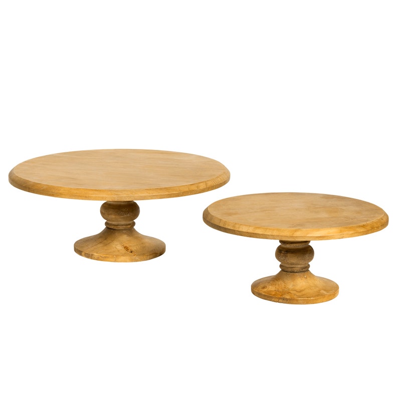 Round Wooden Cake Plate Set