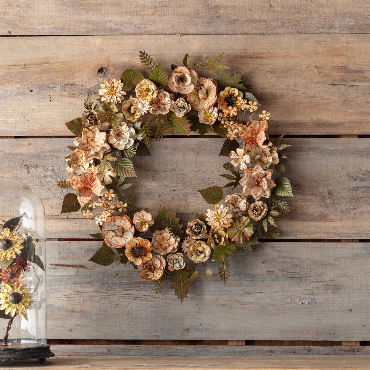 French Wire Floral Metal Wreath