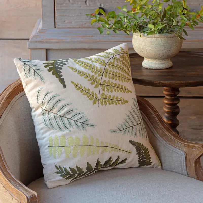 Embroidered Fern Pillow Set