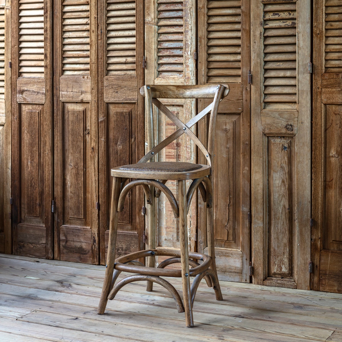 Porchview Cross Back Wood Stool