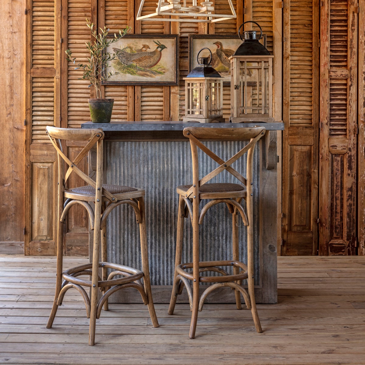 Porchview Cross Back Wood Stool