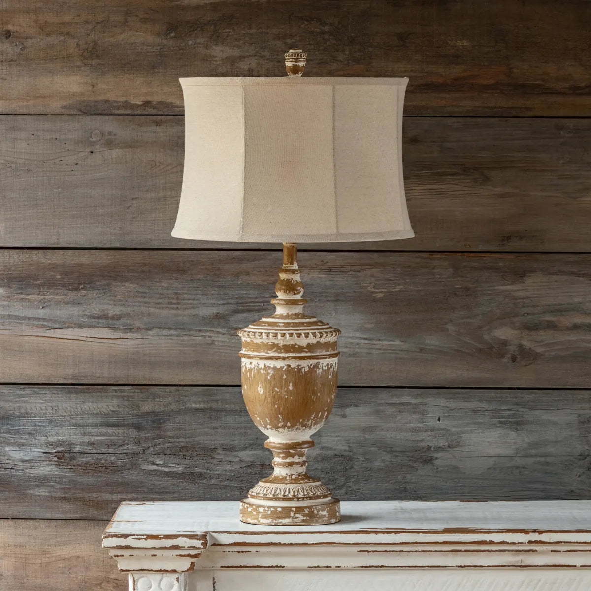 White Washed Finial Lamp Set